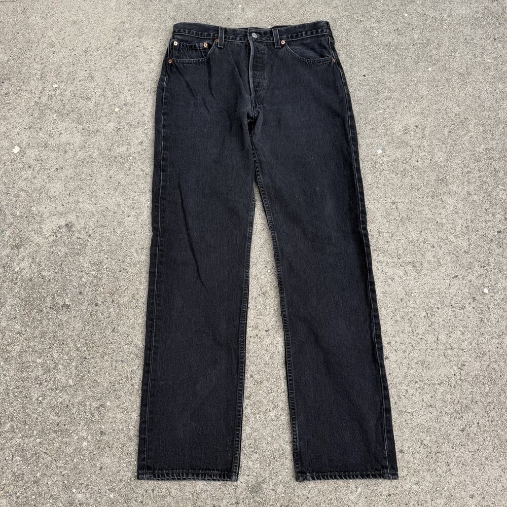 Vintage 90s Levi’s 501 Faded Black Straight Denim Jeans 34x34 Made In USA Grunge